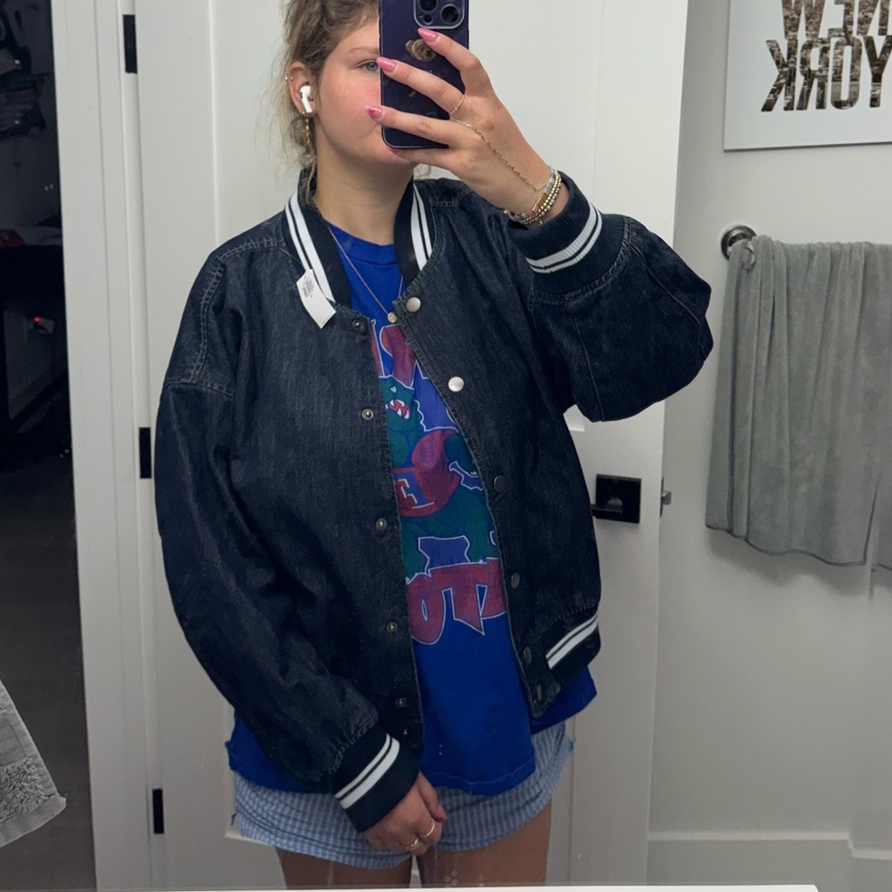 Brand new varsity jean jacket - Picture 2 of 2
